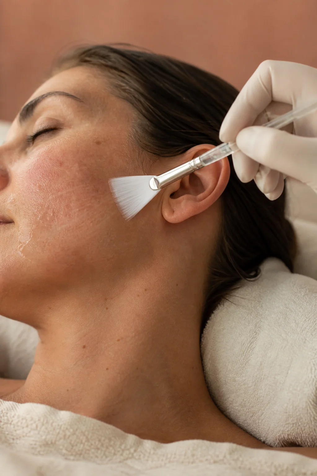 Aplicação profissional de peeling facial